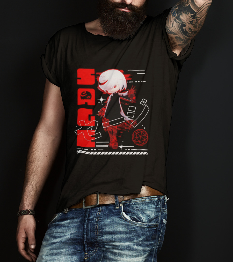 Sage Frontiers Character Illustration With Bold Red T-Shirt