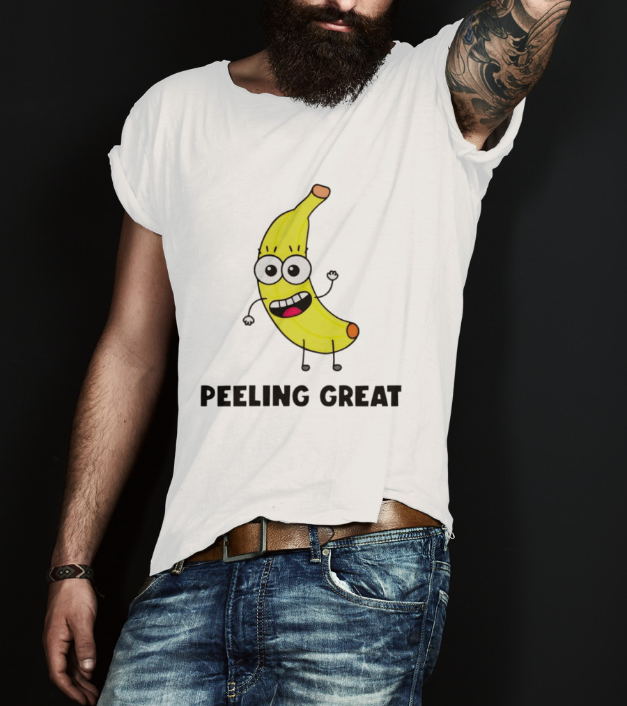 Peeling Great Banana Cartoon Character Fun Expression T-Shirt