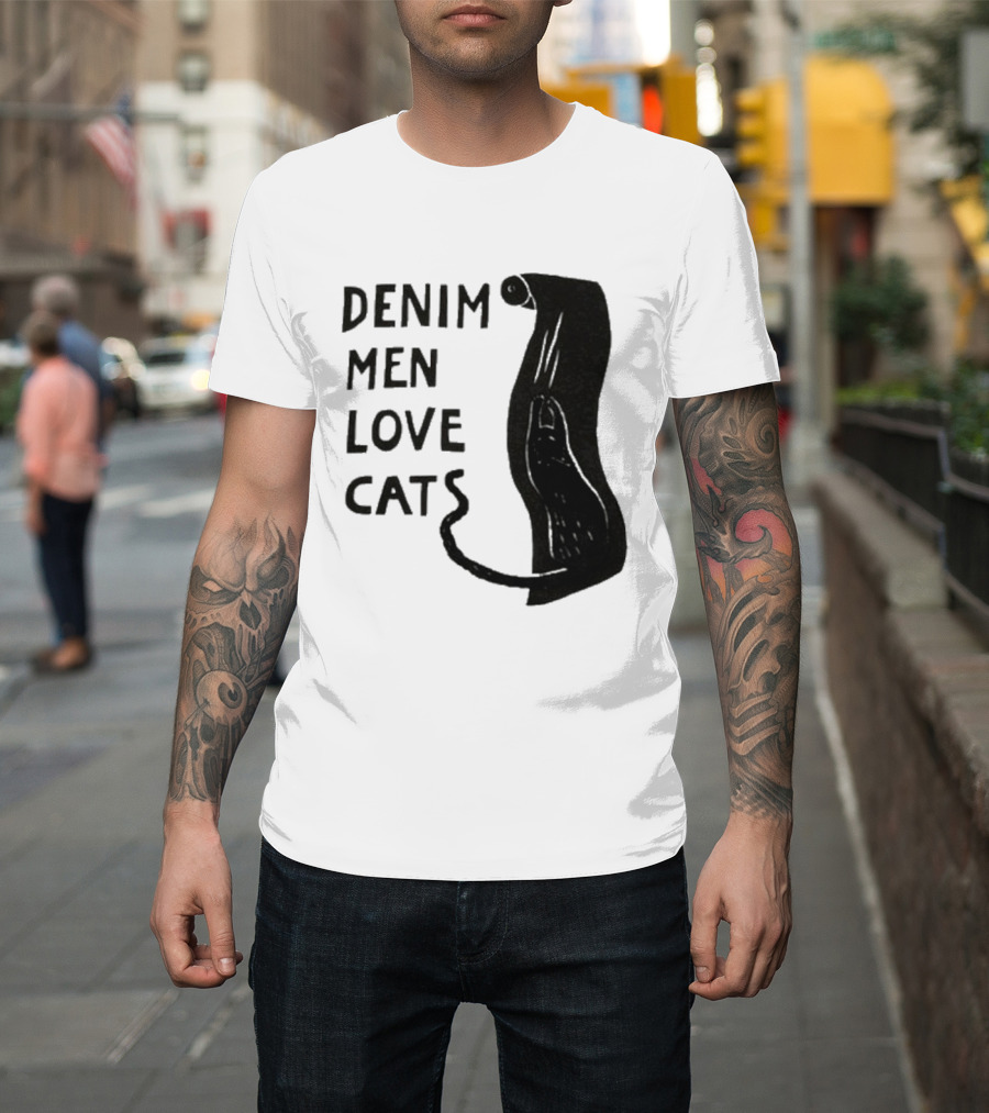 Denim Men Love Cats Feline T-Shirt