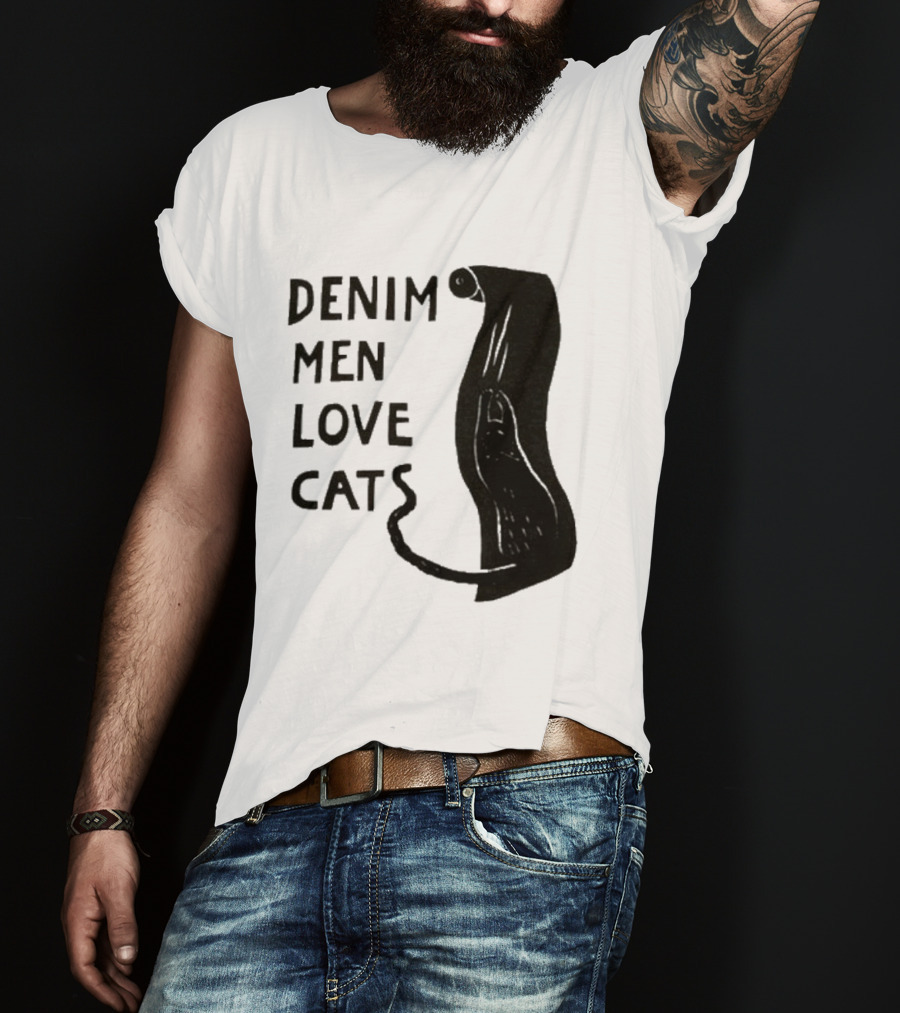 Denim Men Love Cats Feline T-Shirt