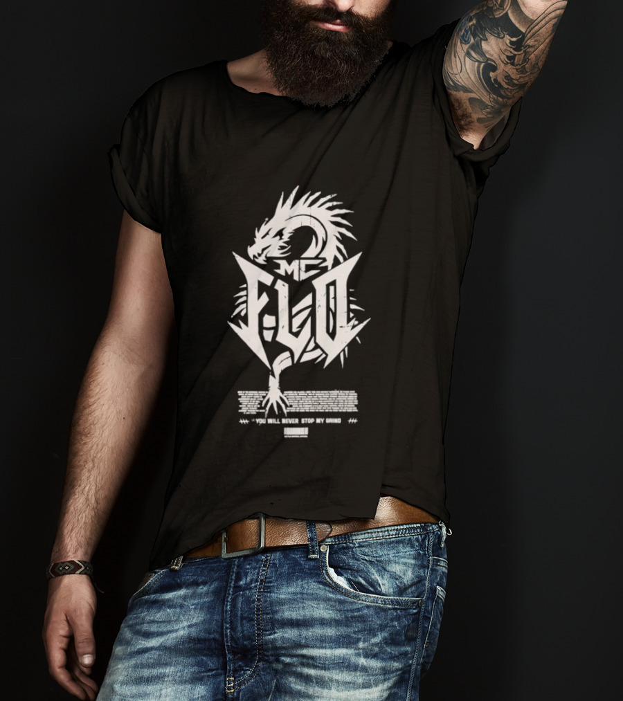 MC Flo Dragon Emblem Never Stop Grind Determination T-Shirt
