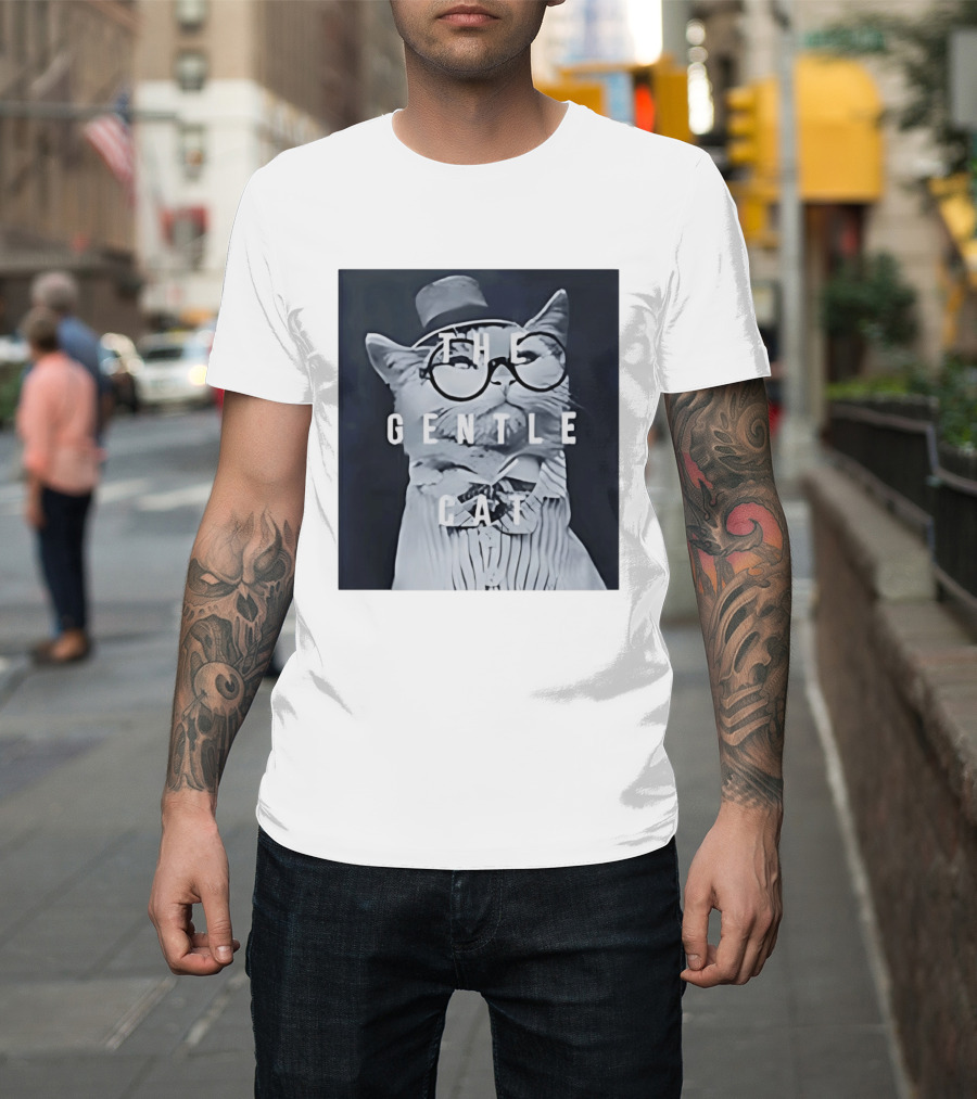 The Gentle Cat with Glasses and Top Hat T-Shirt