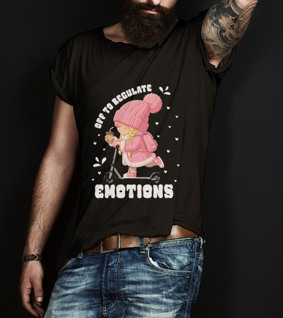 Off To Regulate Emotions Gnome Cozy Scooter Counselor T-Shirt