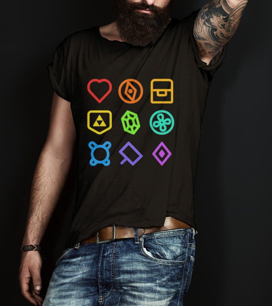 Zeldathon Triforce Heart Compass Chest Neon T-Shirt