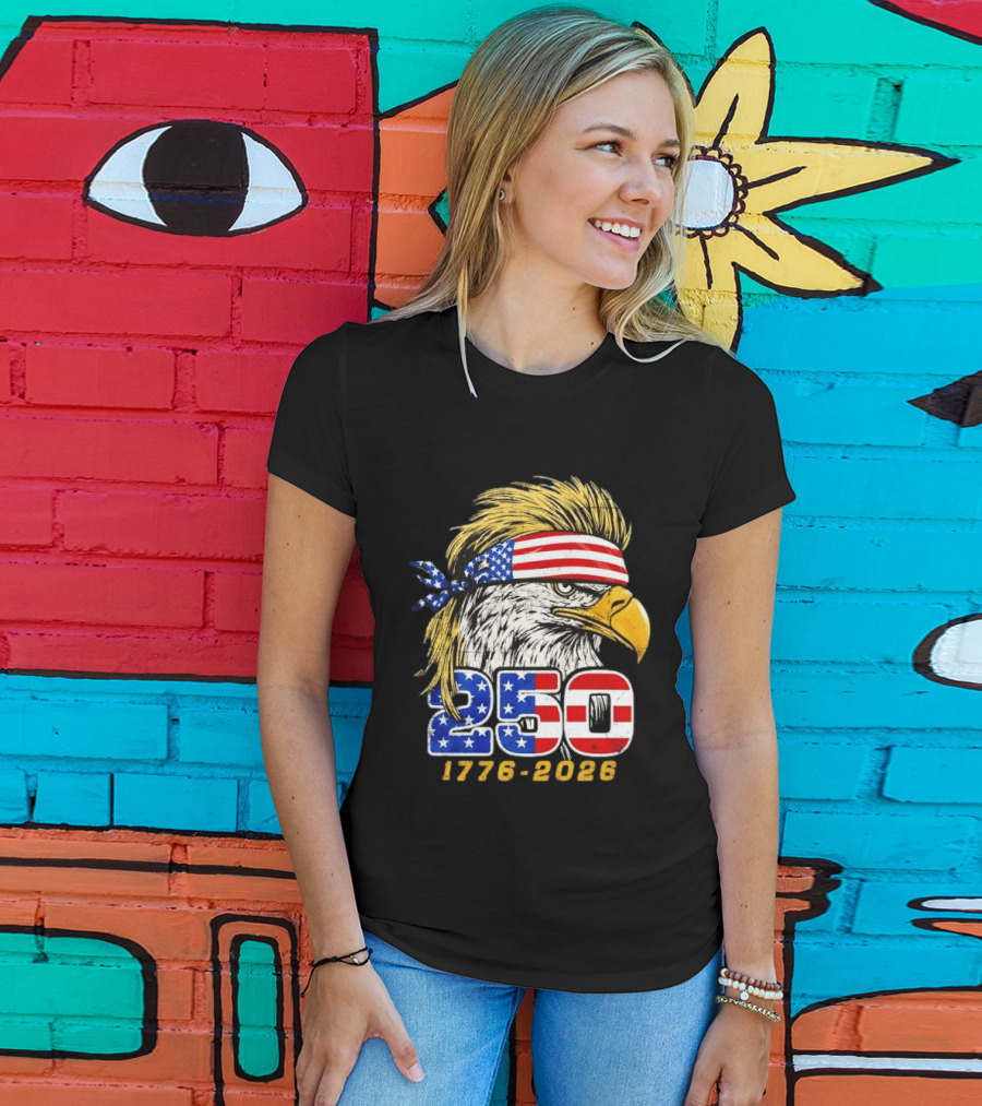 Eagle 250 Mullet Edition 1776 2026 US Flag Bandana Anniversary T-Shirt
