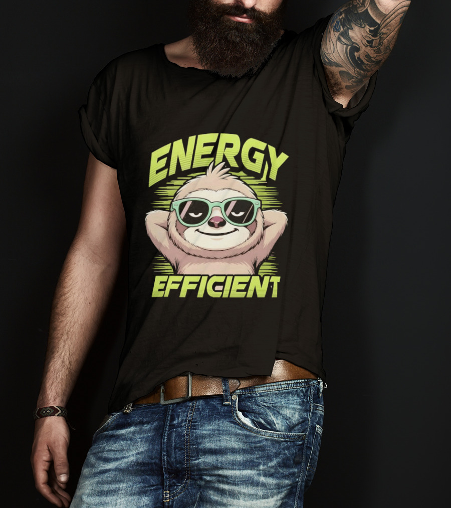 Energy Efficient Relaxed Sloth With Sunglasses T-Shirt