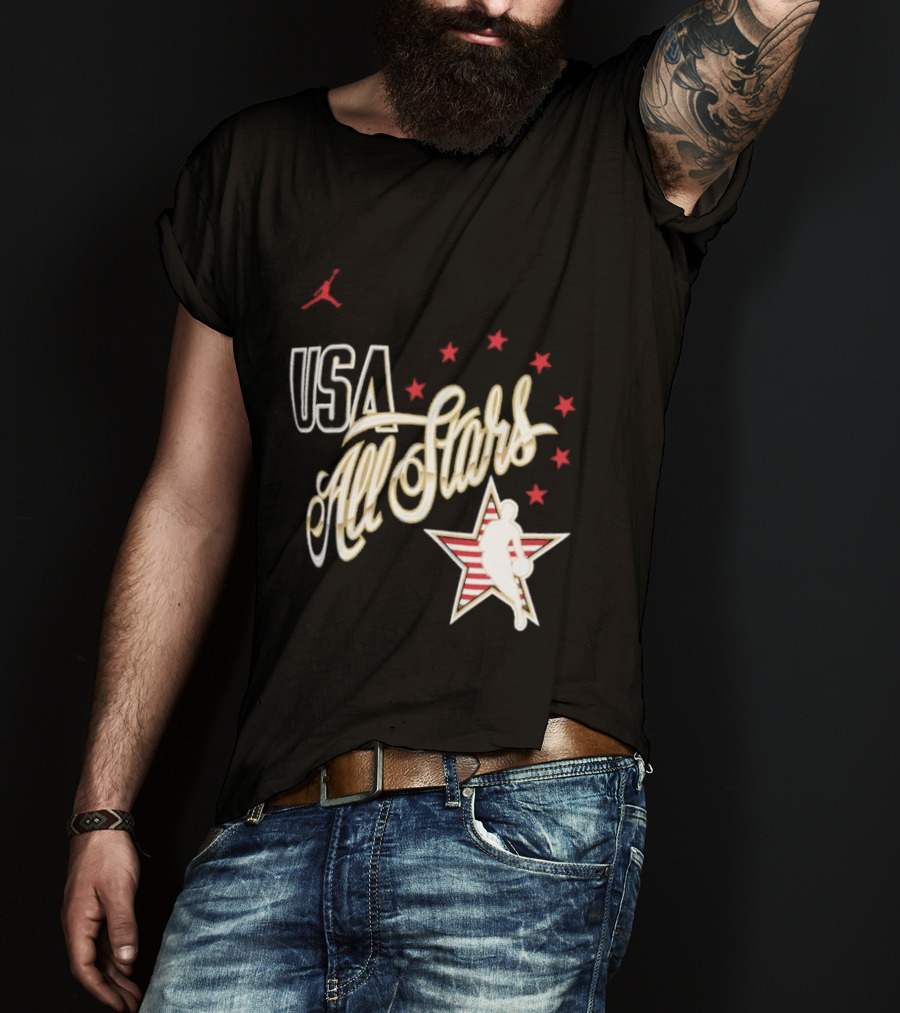 USA All Stars Basketball Team Icon With Red Star T-Shirt