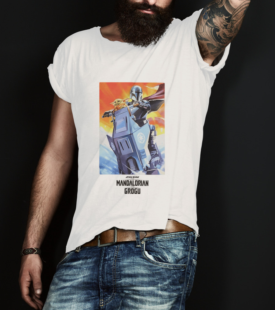 Star Wars The Mandalorian Grogu Riding Speeder Bike Adventure T-Shirt