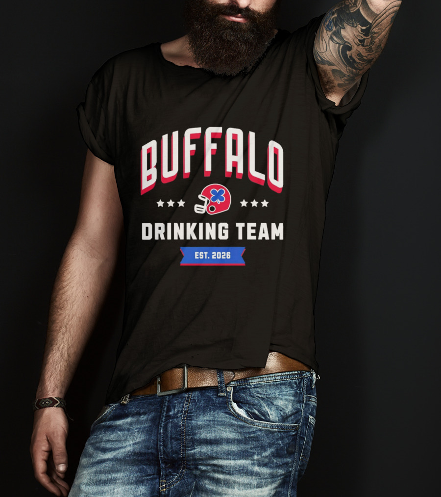 Buffalo Drinking Team St. Patrick's Day Est. 2026 Helmet Clover Stars T-Shirt