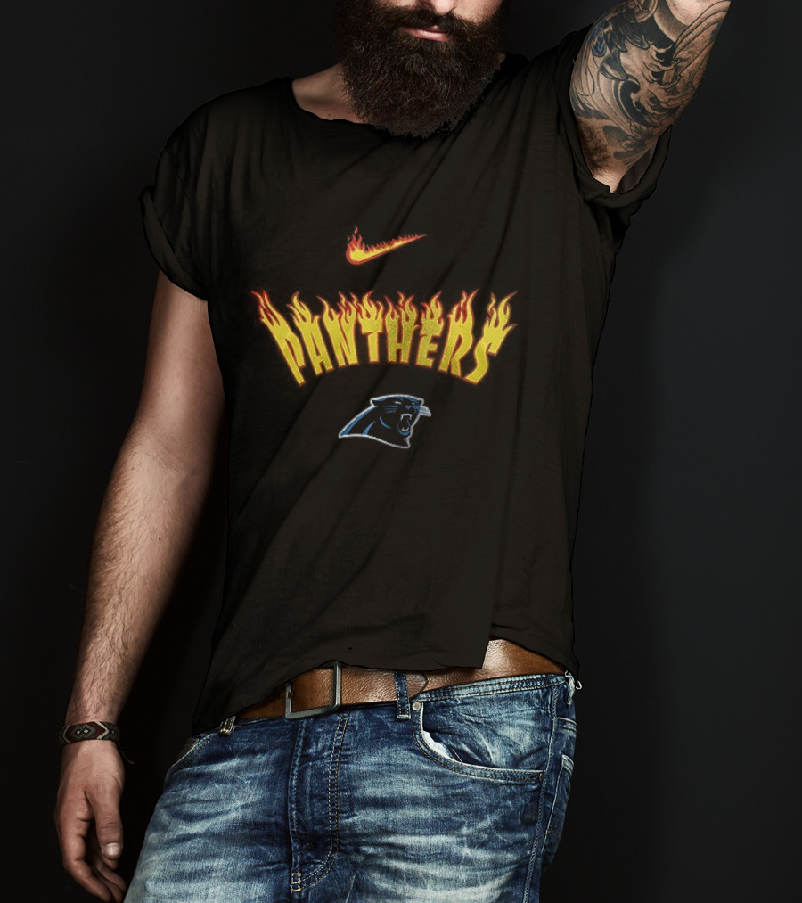 Carolina Panthers Firewave Flames Nike T-Shirt