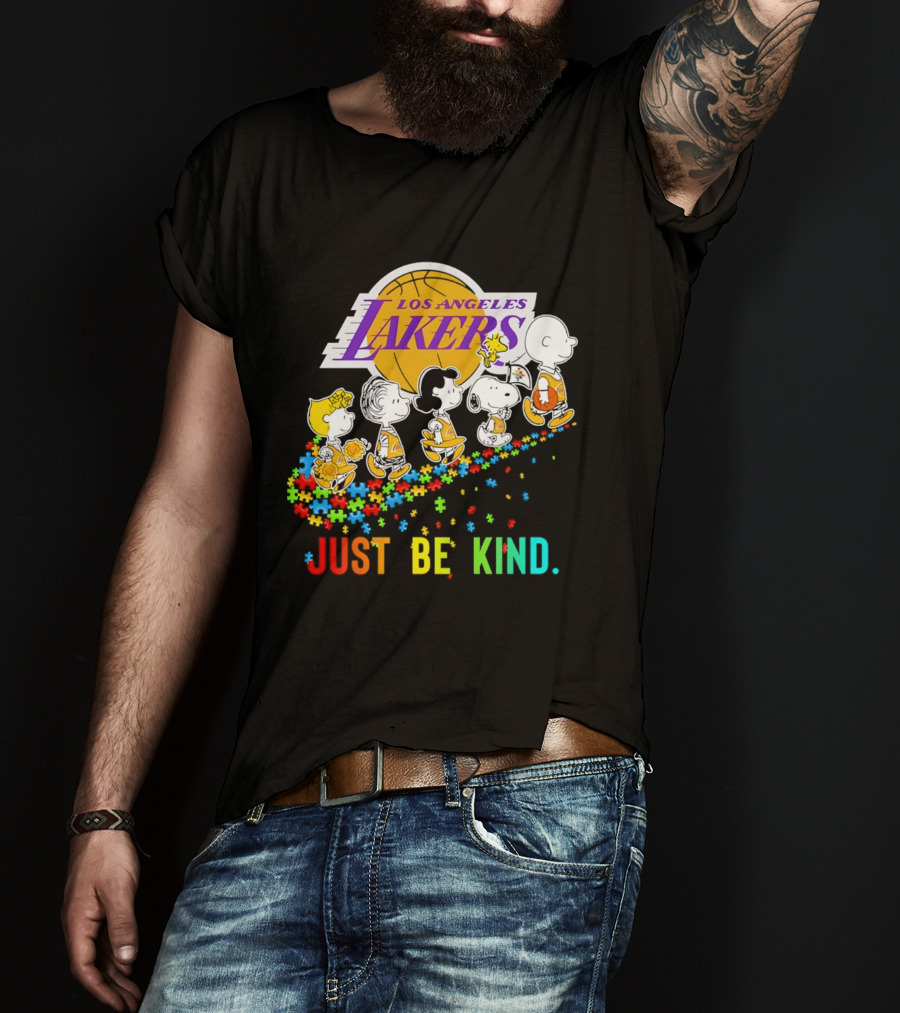 Los Angeles Lakers Peanuts Snoopy Friends Abbey Road Just Be Kind T-Shirt