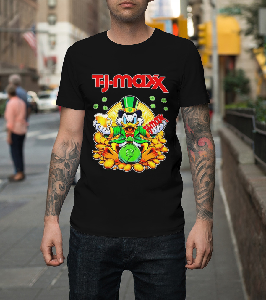 TJ Maxx Scrooge McDuck St Patricks Day Coins Beer T-Shirt