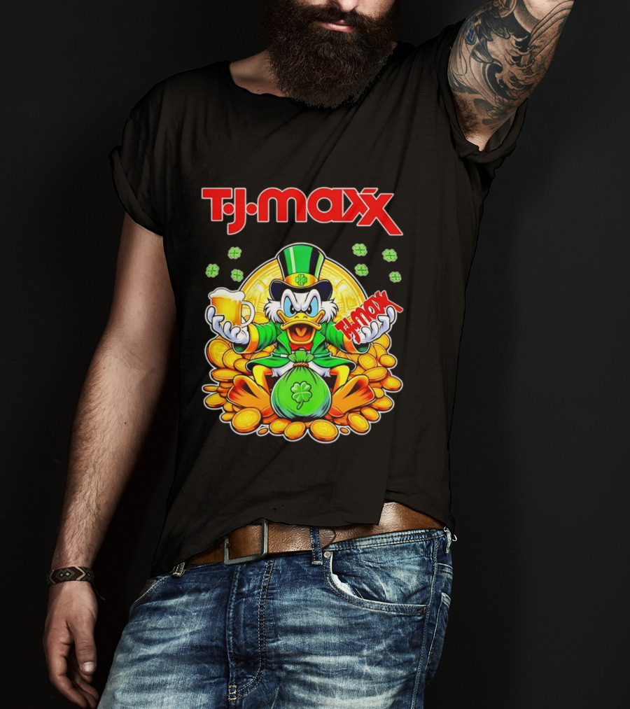 TJ Maxx Scrooge McDuck St Patricks Day Coins Beer T-Shirt