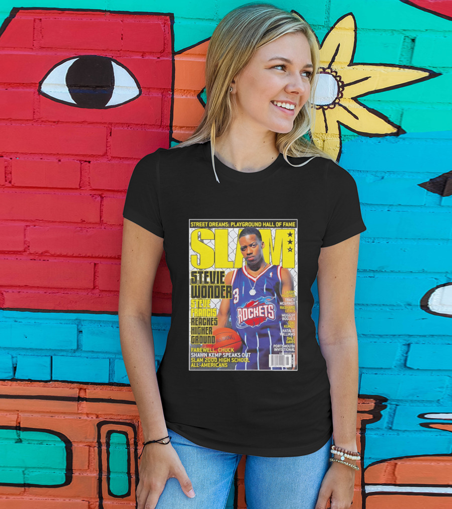 SLAM Stevie Wonder Steve Francis Reaches Higher Ground Rockets Basketball T-Shirt