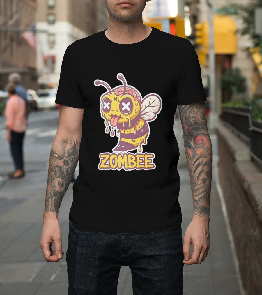 Zombee Dripping Brain Honey Zombie Insect Pun T-Shirt
