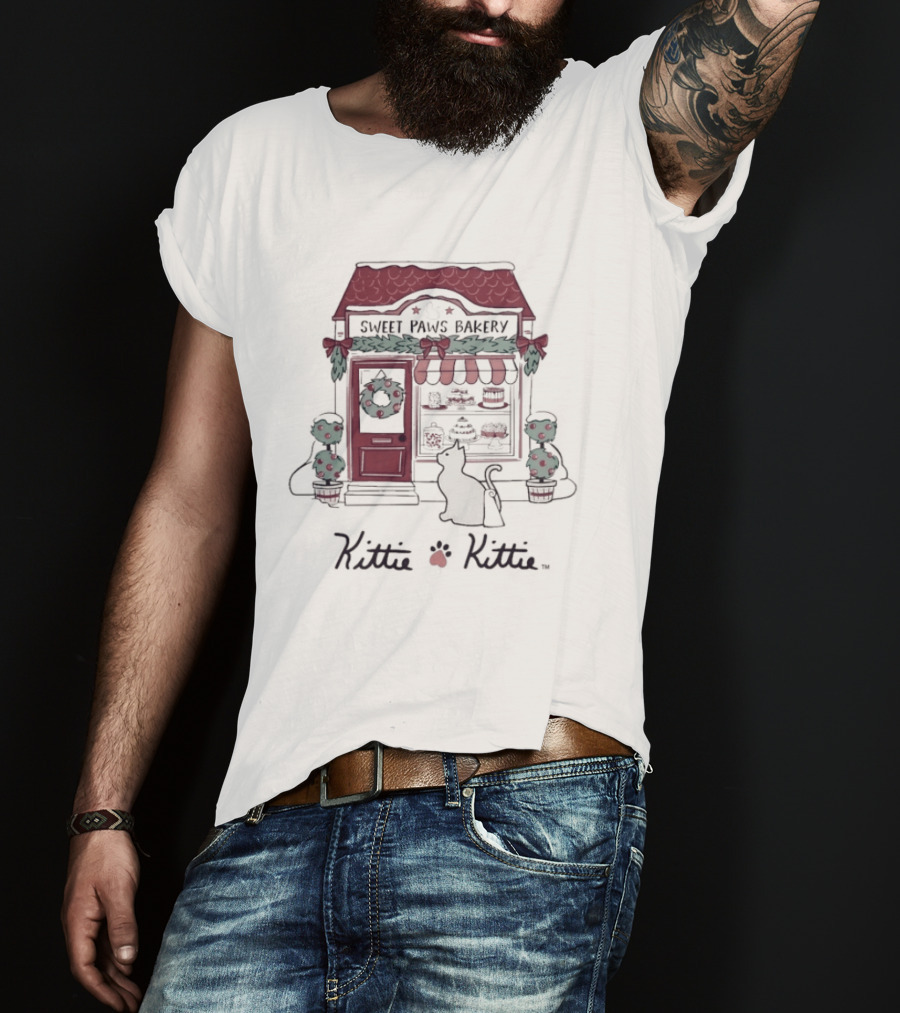 Sweet Paws Bakery Festive Holiday Kittie Kittie Christmas T-Shirt
