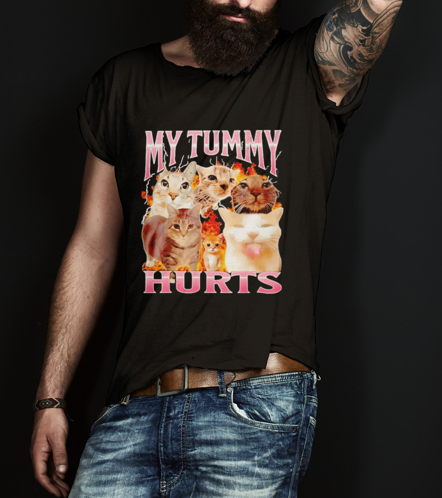 My Tummy Hurts Funny Cat Compilation T-Shirt