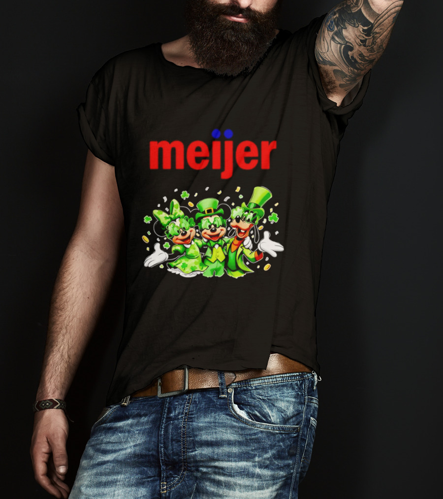 Meijer St Patrick's Day Mickey Mouse Characters In Green Attire T-Shirt
