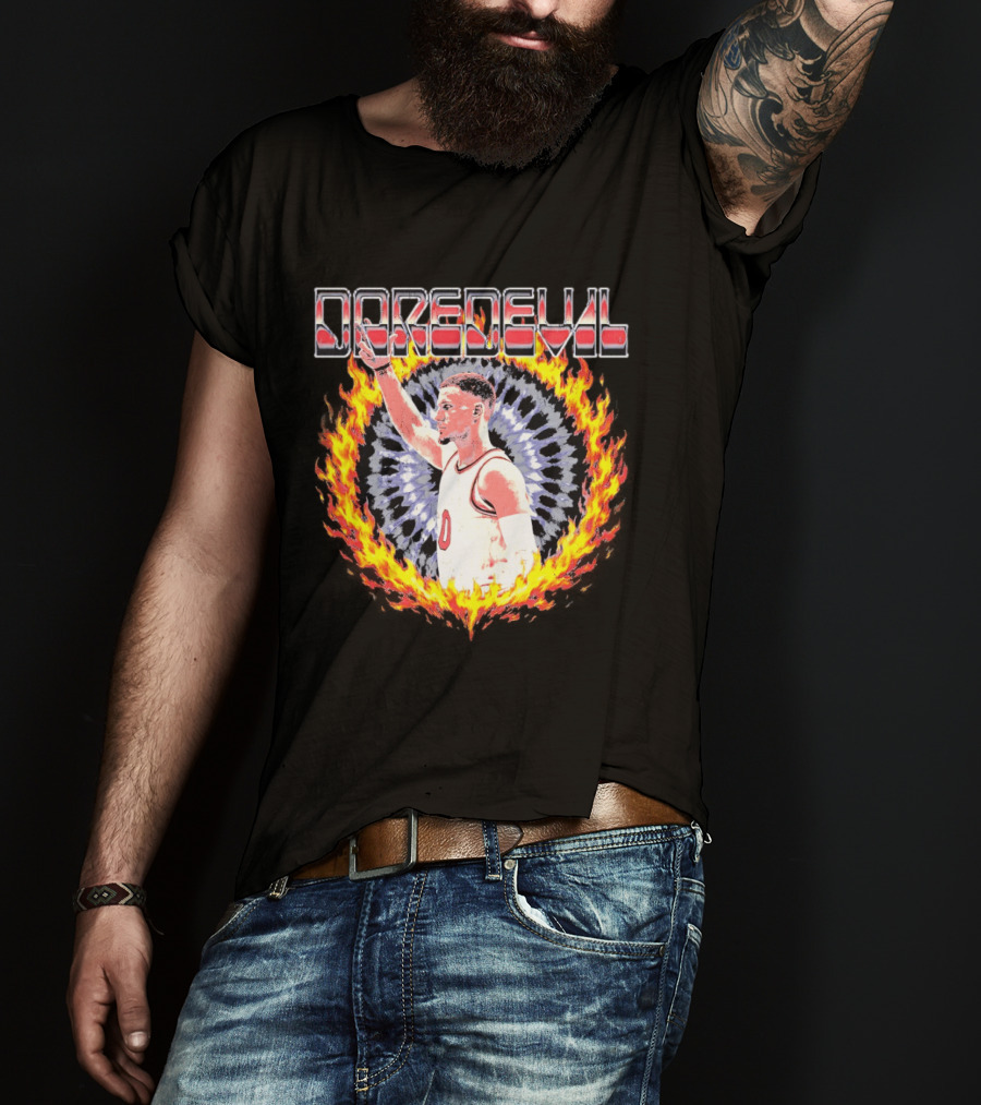 Daredevil Basketball Player In Fire Ring T-Shirt