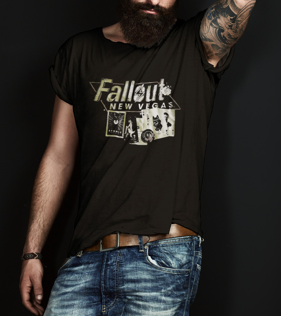 Fallout New Vegas Retro Vault Boy Playing Cards T-Shirt