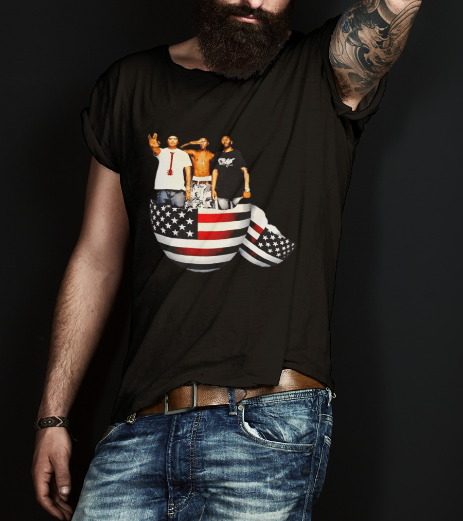 Pharrell Williams Chad Hugo Shae Haley USA Flag Egg Superimposed Image T-Shirt