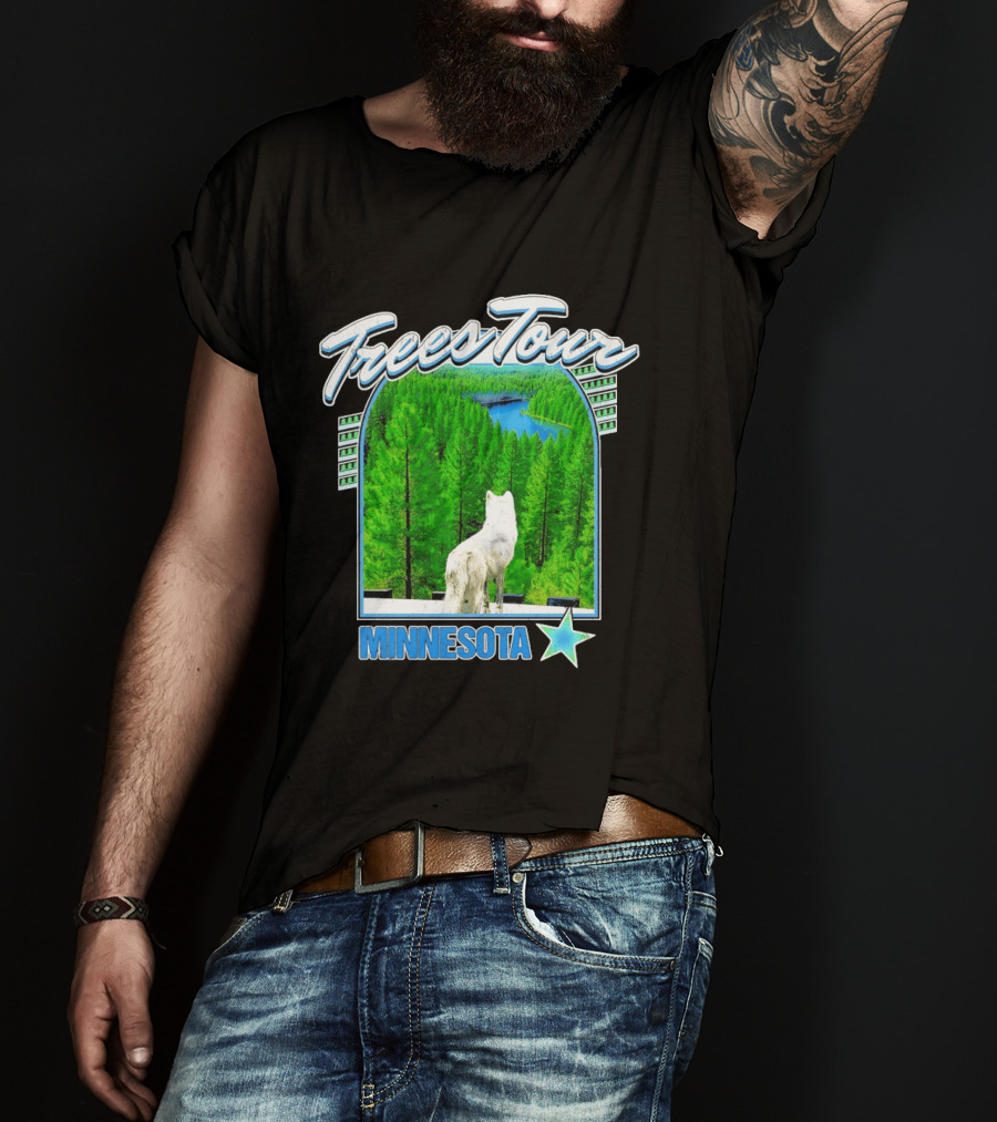 Frees Tour Minnesota Timberwolves Forest Wolf Lake Scenery T-Shirt