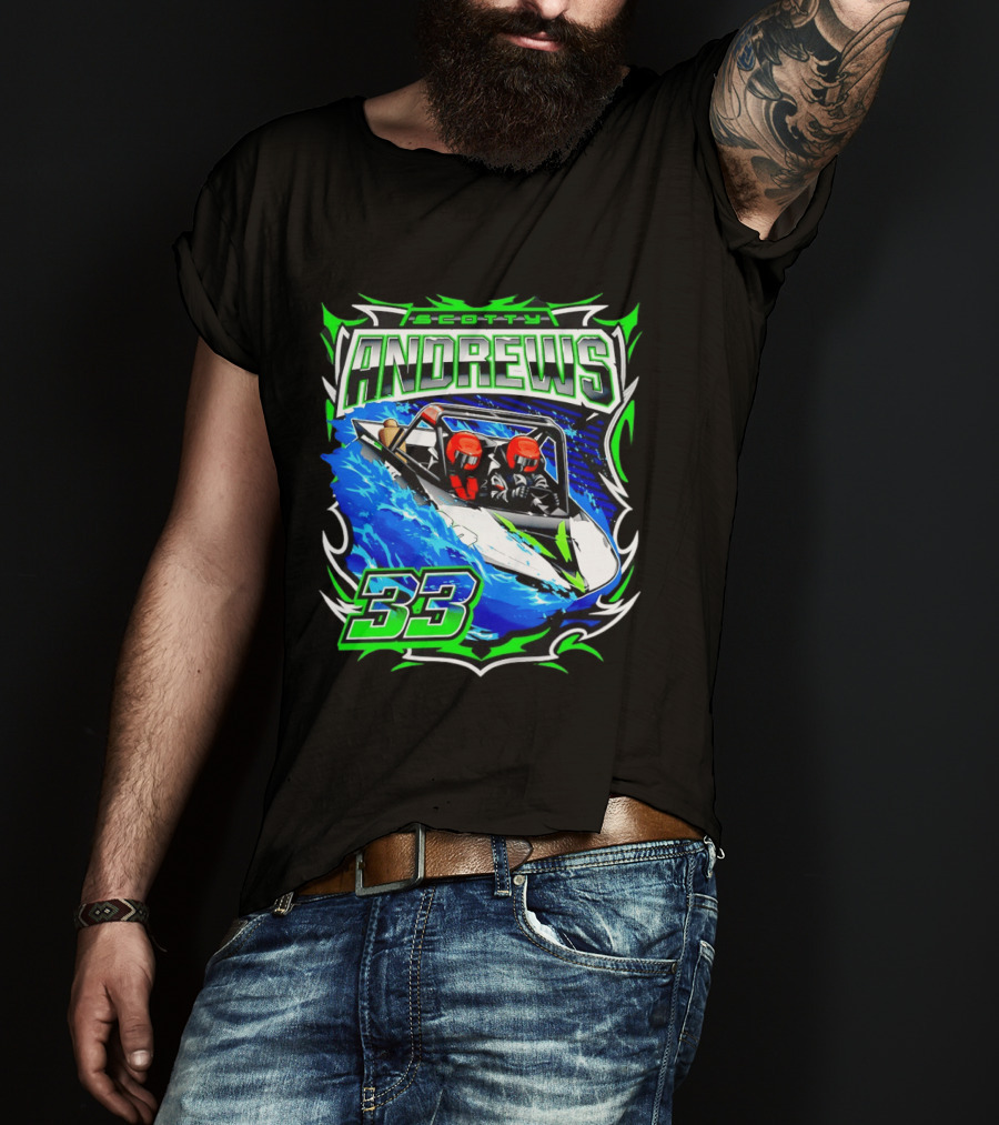 Scotty Andrews 33 Racing Driver Hydroplane Speedboat Adventure T-Shirt