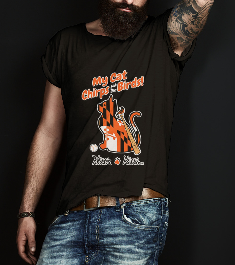 Kittie My Cat Chirps For The Birds Baseball Bat And Ball T-Shirt