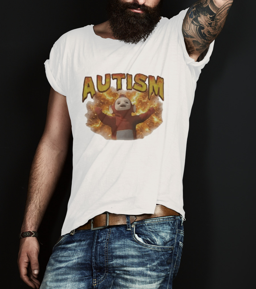 Autism Teletubbies Character With Fiery T-Shirt