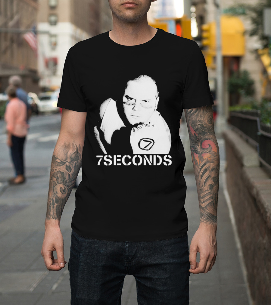 7 Seconds Society SBG White Text Fighter Pose T-Shirt