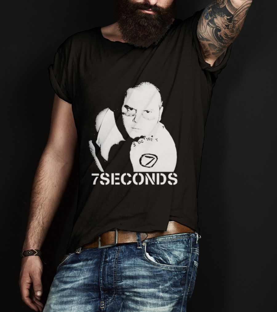 7 Seconds Society SBG White Text Fighter Pose T-Shirt