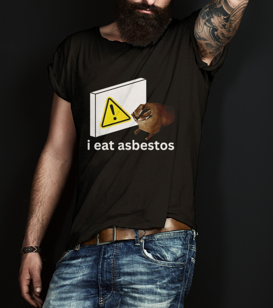 I Eat Asbestos Warning Sign Cat T-Shirt