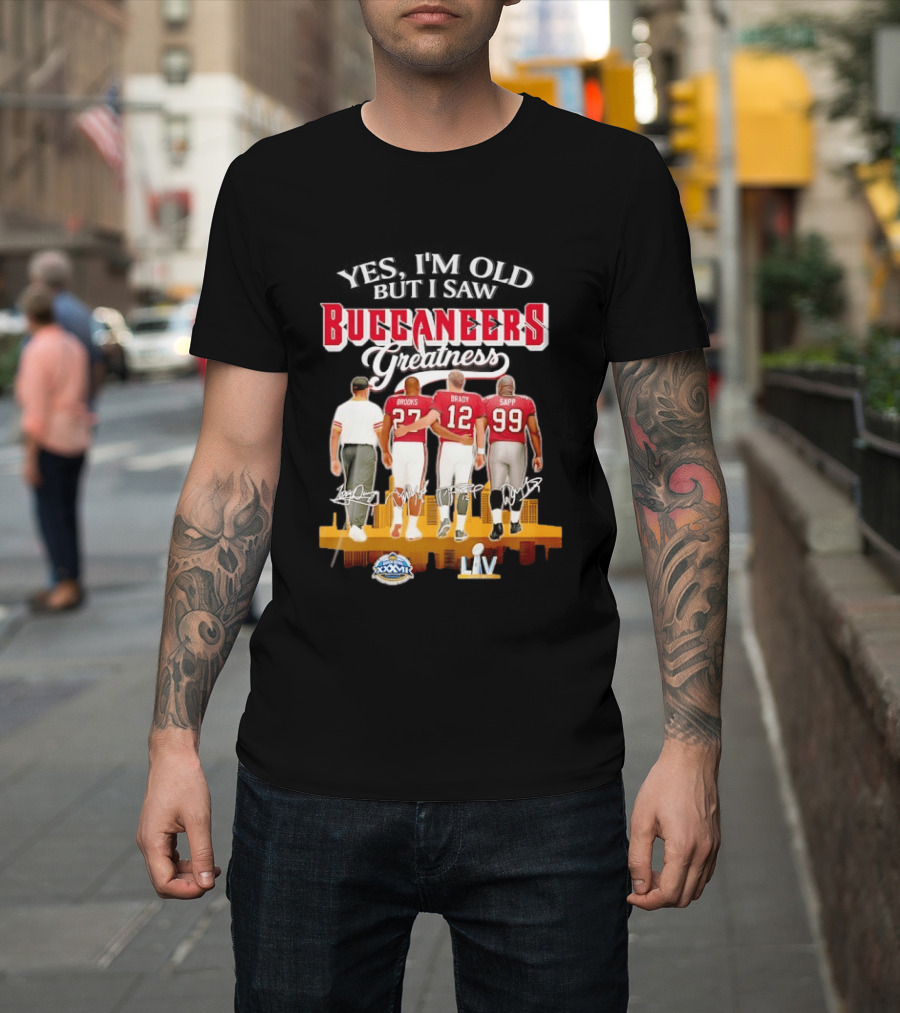 Tampa Bay Buccaneers Greatness Brooks Brady Sapp Super Bowl XXXVII LIV Champions T-Shirt