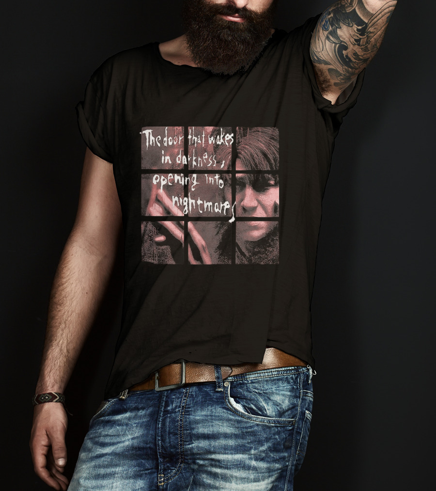 The Door That Wakes In Darkness Opening Into Nightmares Horror Montage T-Shirt