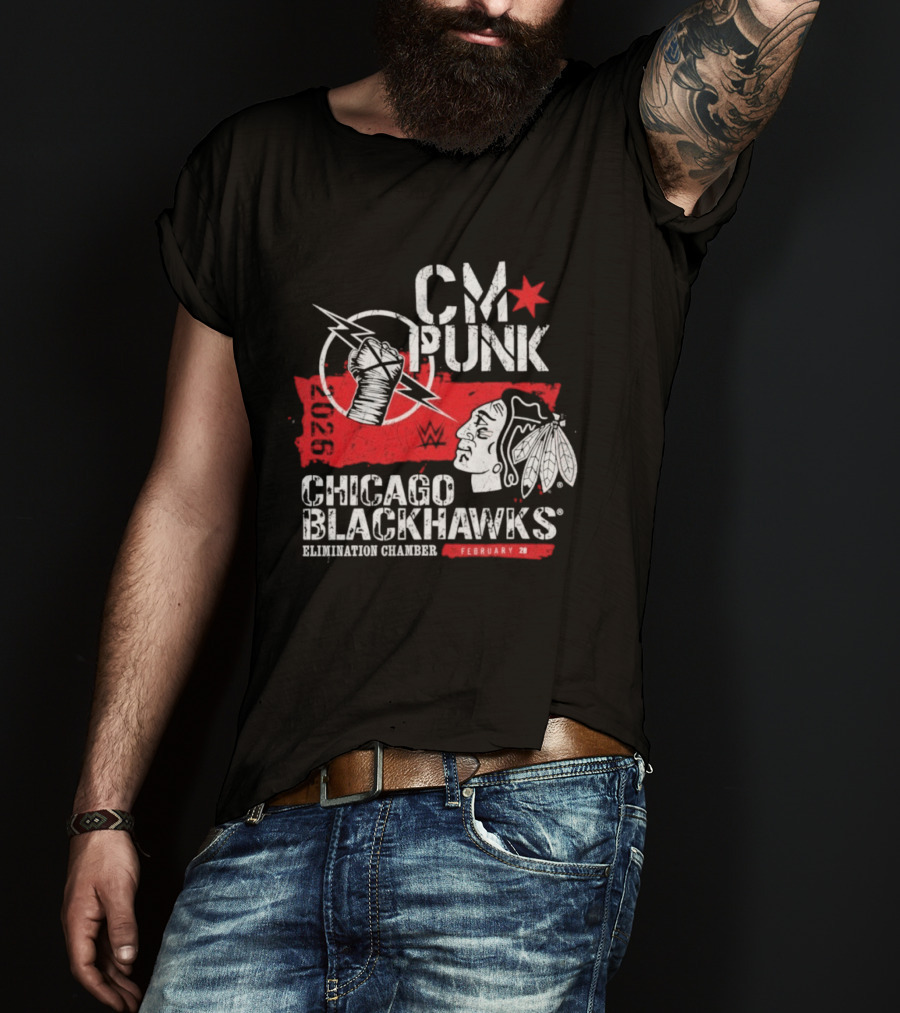 CM Punk Chicago Blackhawks Elimination Chamber February 28 T-Shirt