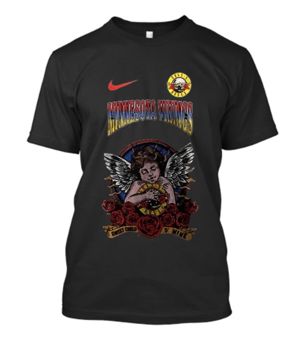 Minnesota Vikings Guns N Roses Sweet Child O' Mine Roses Angel Wings T-Shirt
