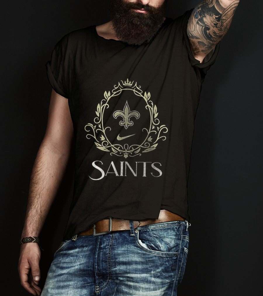 New Orleans Saints Bridgerton Social Club Spilling The Tea Bee Fleur De Lis Nike Crest T-Shirt