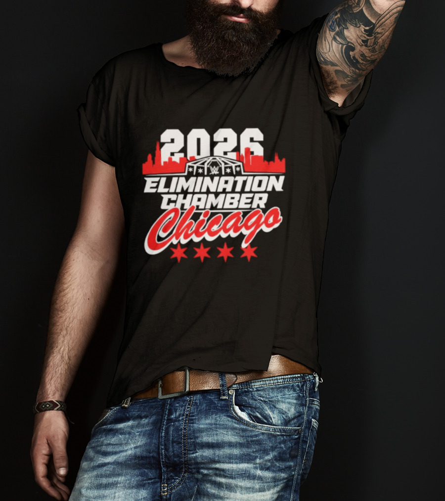 2026 Elimination Chamber Chicago Event Skyline Four Stars T-Shirt