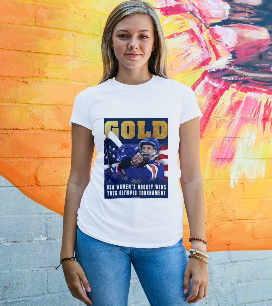 Gold USA Women's Hockey Victory 2026 Olympic Champions T-Shirt
