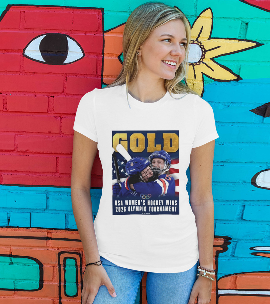 Gold USA Women's Hockey Victory 2026 Olympic Champions T-Shirt