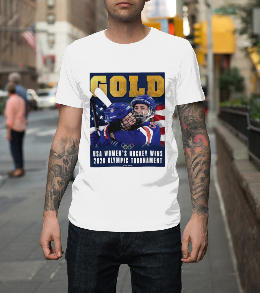 Gold USA Women's Hockey Victory 2026 Olympic Champions T-Shirt