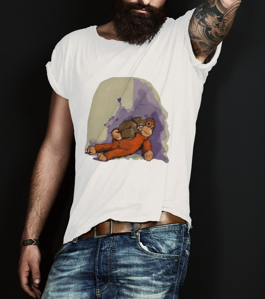 Punch Monkey Plushy Baby Monkey Snuggling T-Shirt