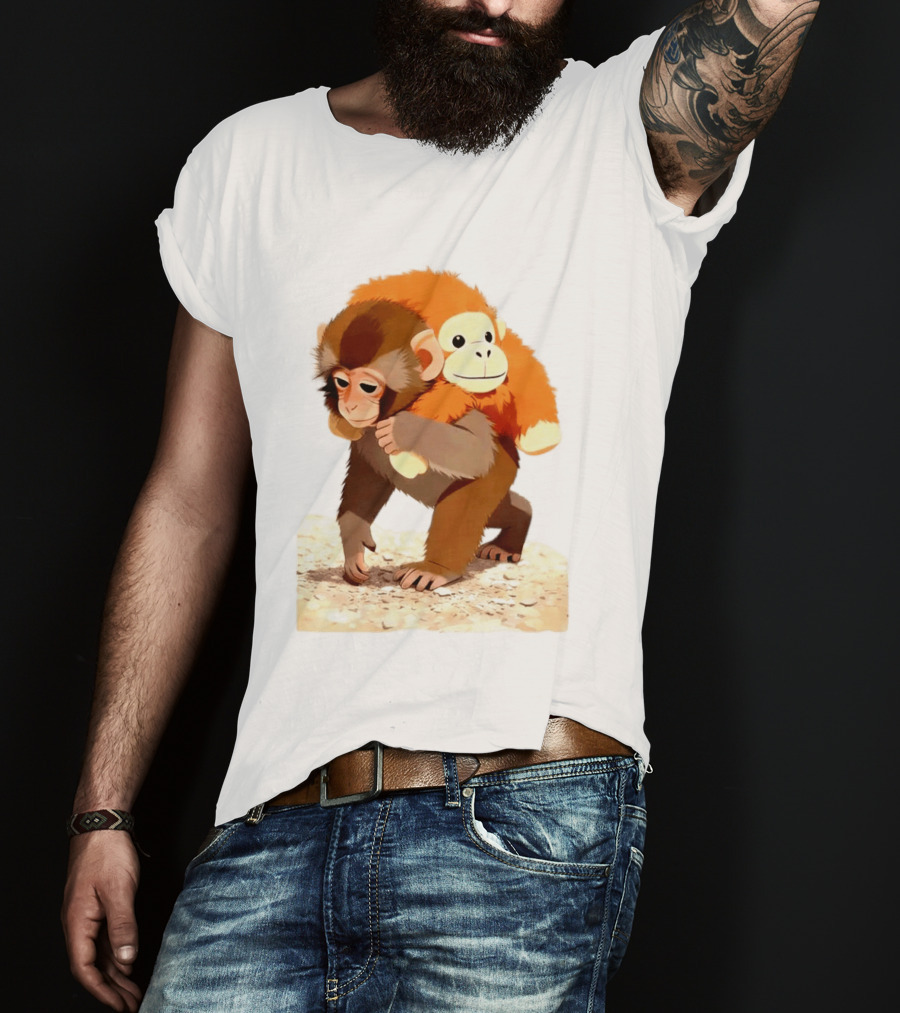 Save Punch Baby Monkey Plush Lonely Monkey Holding Toy T-Shirt