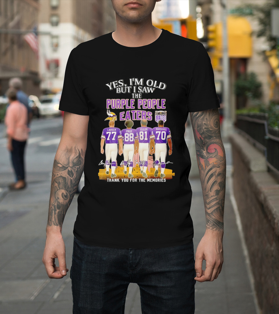 Minnesota Vikings Purple People Eaters NFL Champs City Skyline Marshall Eller Page Larsen T-Shirt