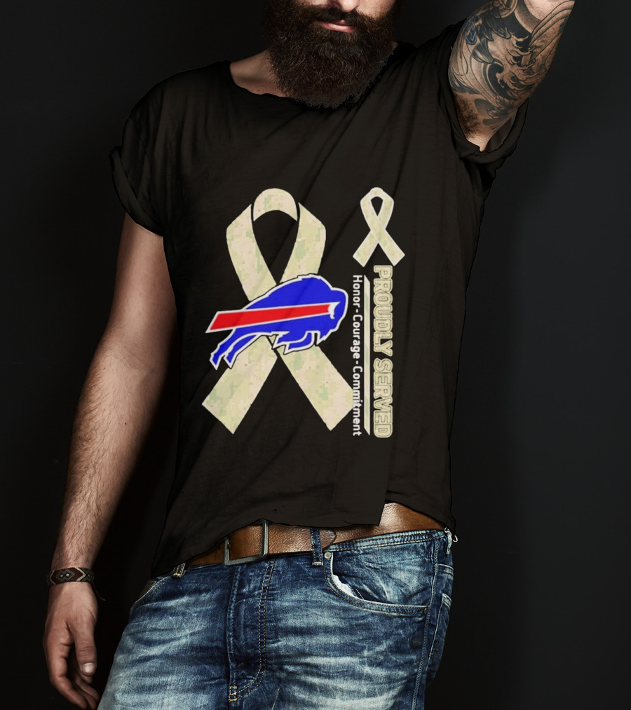 Buffalo Bills Support Honor Courage Commitment Ribbon T-Shirt