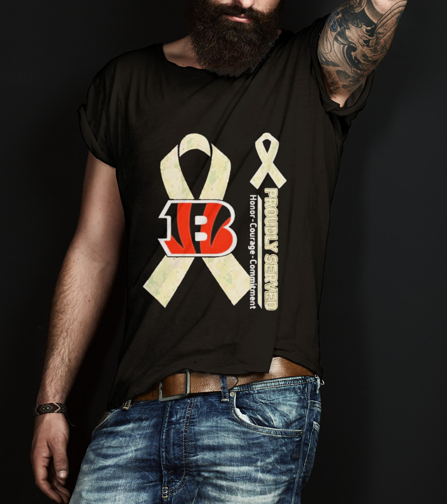 Cincinnati Bengals Honor Courage Commitment Proudly Served Ribbon T-Shirt