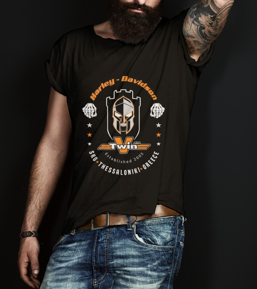 Harley Davidson Twin V Thessaloniki Greece Established 2005 T-Shirt