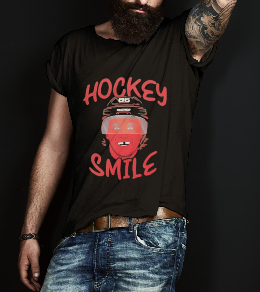 Jack Hughes Hockey Smile Team USA Helmet T-Shirt
