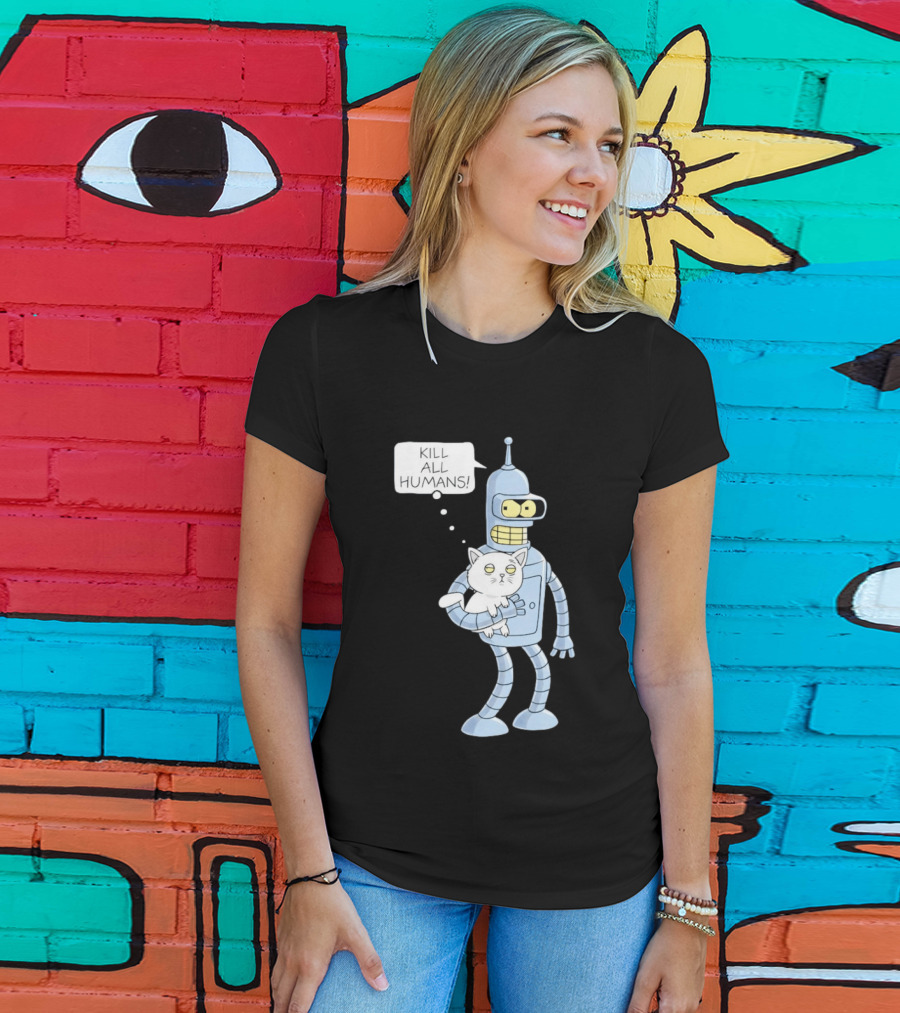 Kill All Humans Bender Cat T-Shirt
