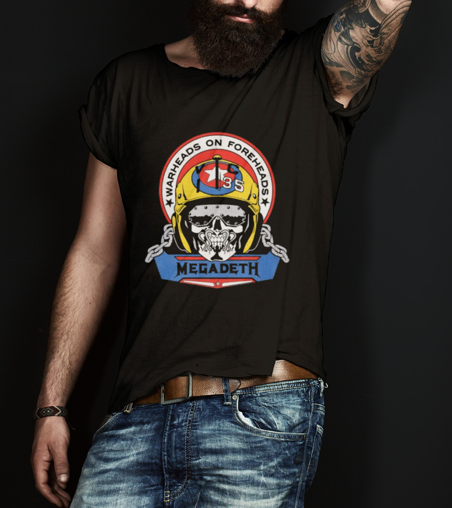 Megadeth Warheads On Foreheads Military Helmet Skull T-Shirt